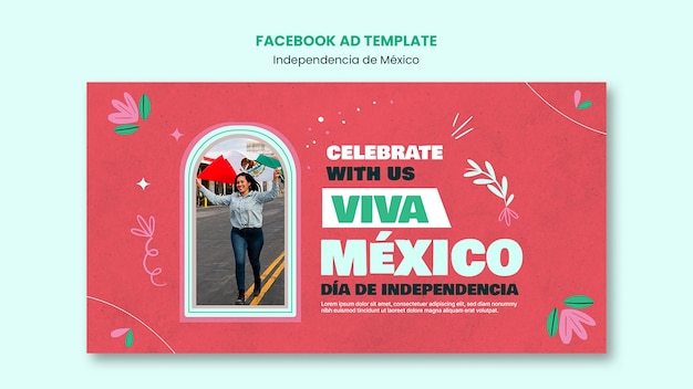 Бесплатный PSD Дизайн шаблона рекламы в фейсбуке независимости мексики