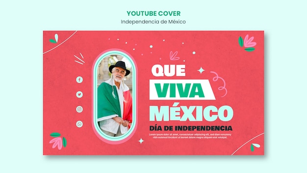 PSD gratuito independencia de mexico design del modello di miniatura di youtube