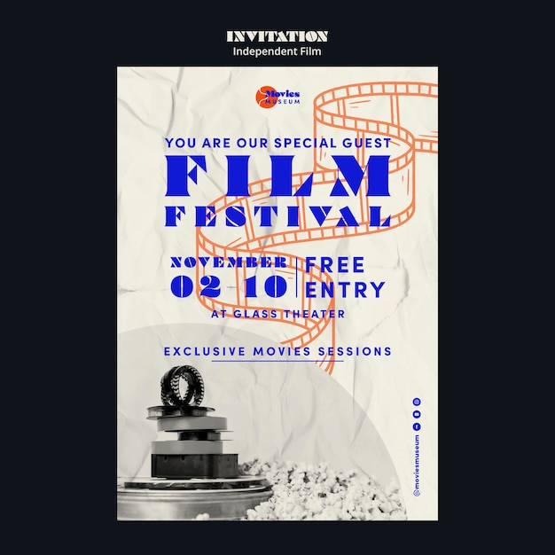 Free PSD independent film festival invitation template