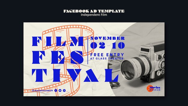 PSD gratuito modello di promozione sui social media del festival cinematografico indipendente