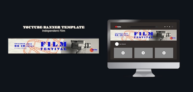 Independent film festival youtube banner template