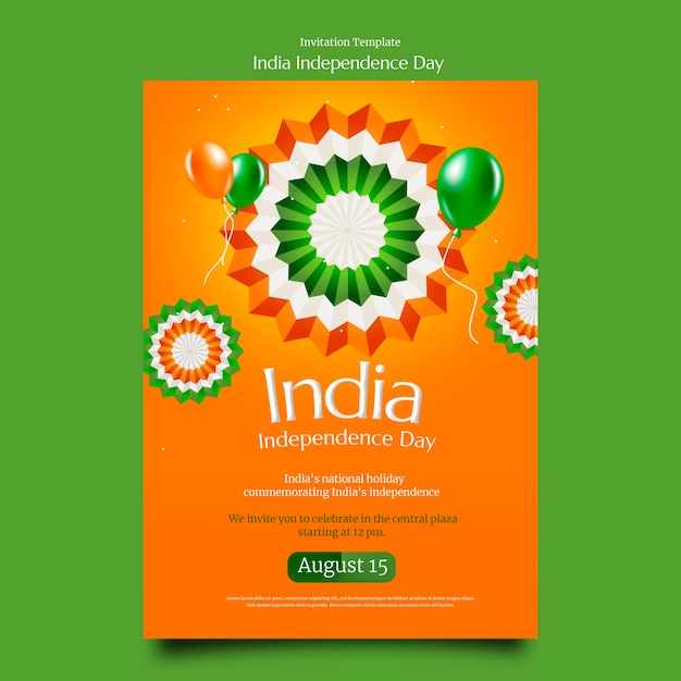 Free PSD india independence day invitation design