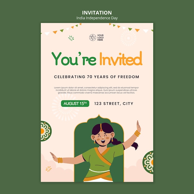 Free PSD india independence day invitation template