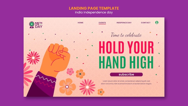 Free PSD india independence day landing page design template