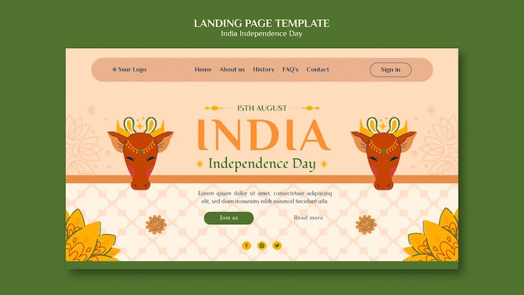 मुफ़्त PSD india independence day landing page design