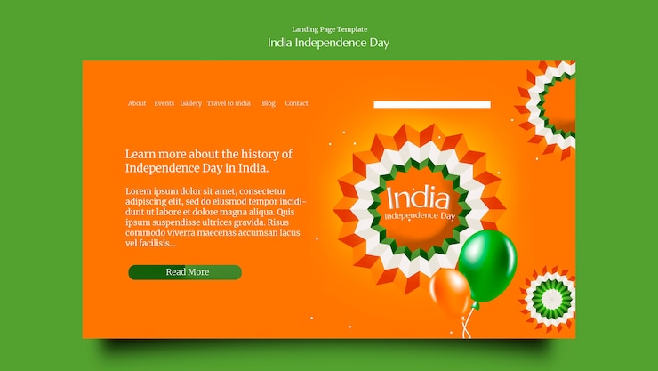 मुफ़्त PSD india independence day landing page design