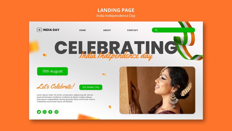 मुफ़्त PSD india independence day landing page template