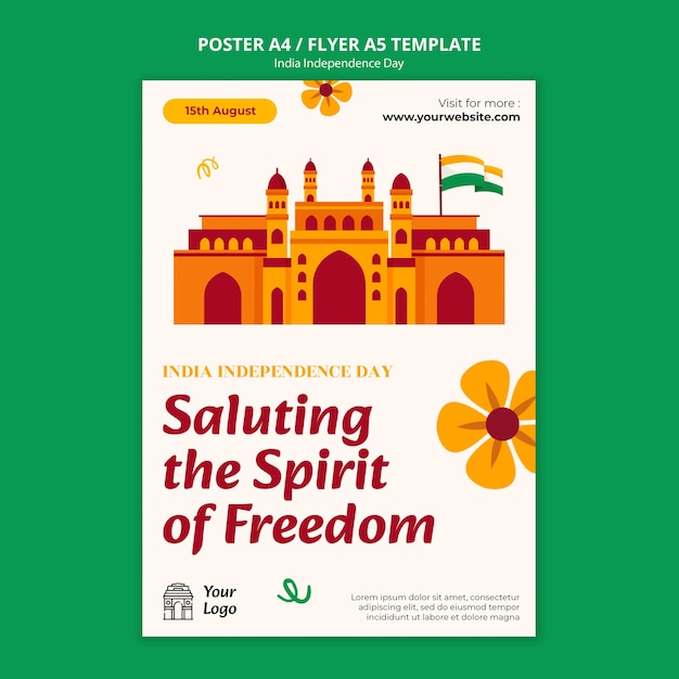 Free PSD india independence day poster template