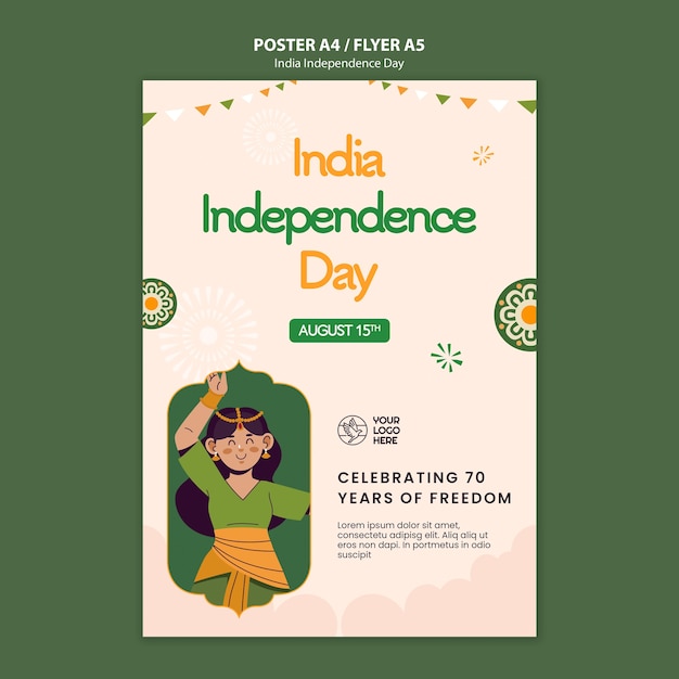 Free PSD india independence day poster template