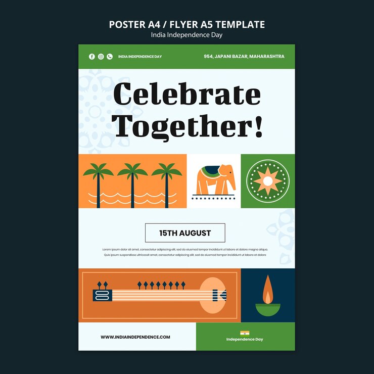 मुफ़्त PSD india independence day  poster template