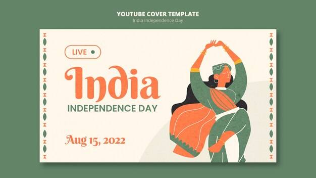 Шаблон обложки youtube ко дню независимости индии