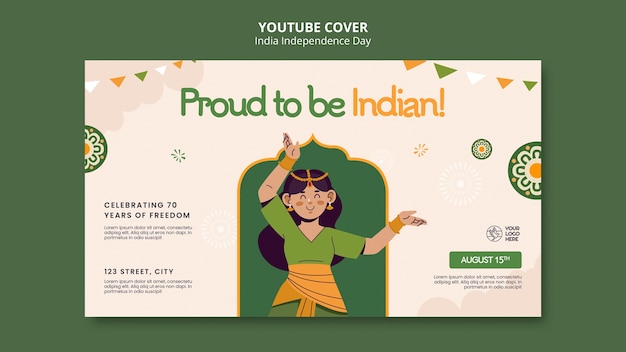 PSD gratuito copertina youtube del giorno dell'indipendenza dell'india