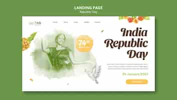 PSD gratuito modello della pagina di destinazione della celebrazione della festa della repubblica dell'india