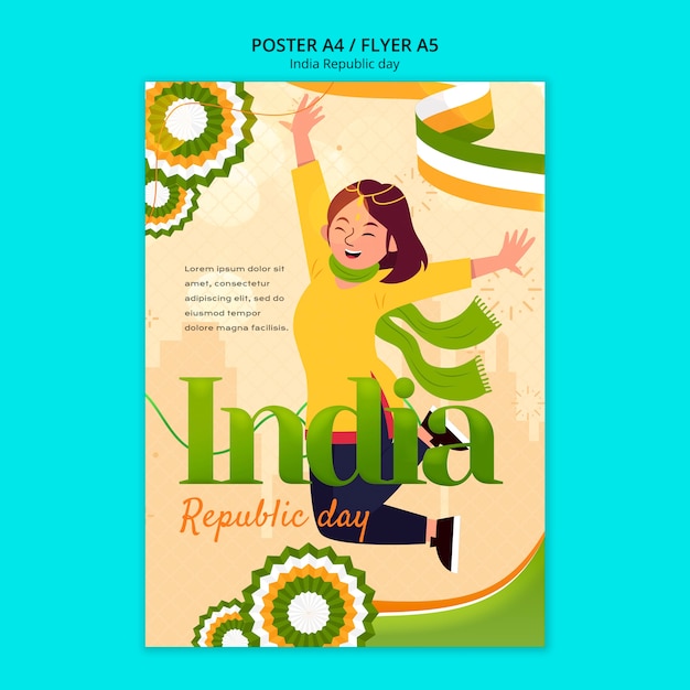 India republic day celebration vertical poster template