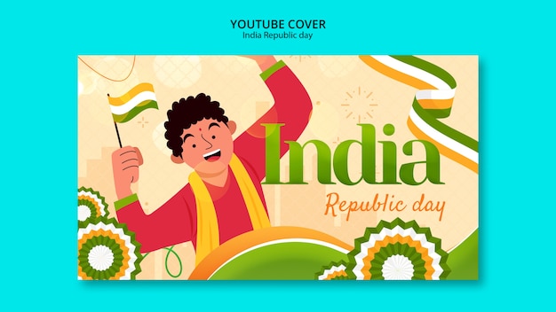 무료 PSD 인도 공화국의 날 축하 youtube 표지 템플릿