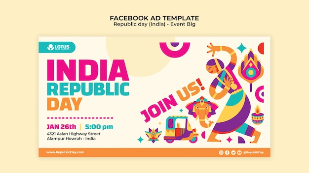 無料PSD インド共和国記念日facebookテンプレート