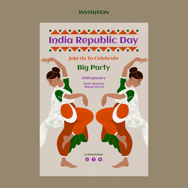 PSD gratuito modello di invito per la festa della repubblica indiana