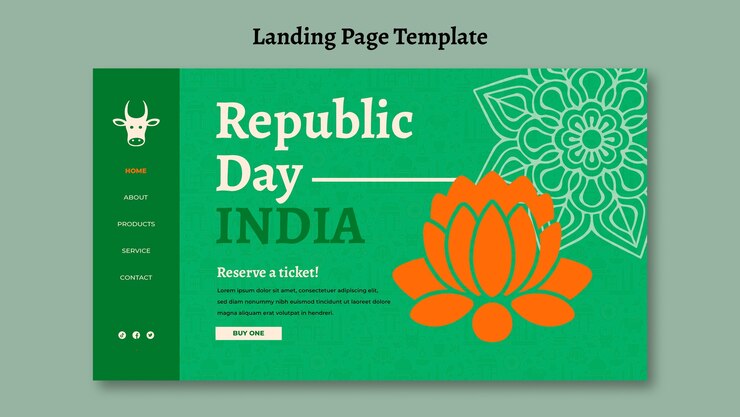 मुफ़्त PSD india republic day landing page template