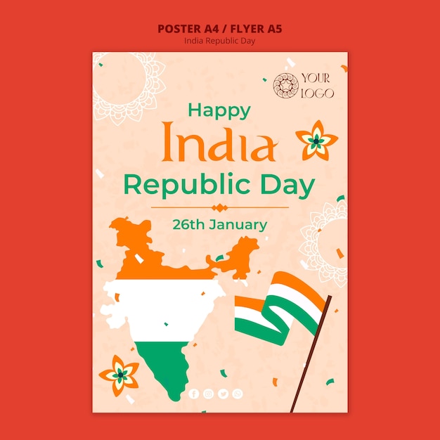 Free PSD india republic day poster template