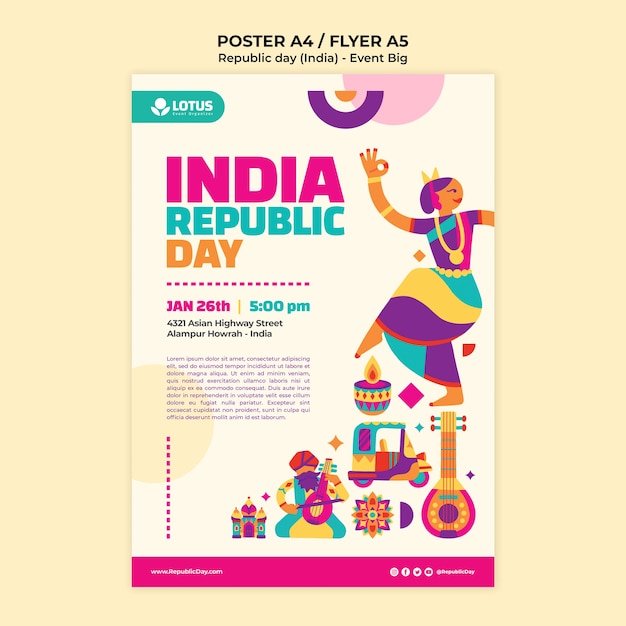 Free PSD india republic day poster template