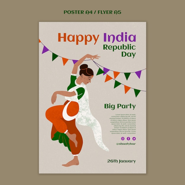 Modello di poster per la festa della repubblica indiana