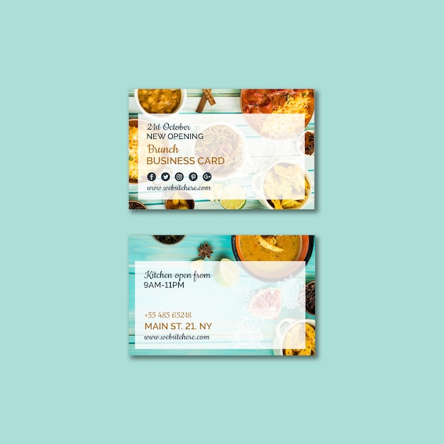 Indian food business card template