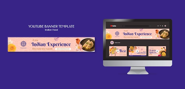 Indian food restaurant and business youtube banner template