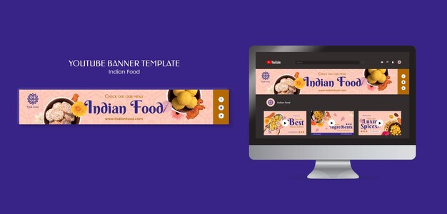 Indian food restaurant and business youtube banner template
