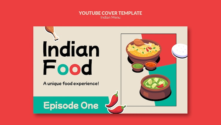मुफ़्त PSD इंडियन फ़ूड रेस्टोरेंट और बिज़नेस youtube कवर टेम्पलेट
