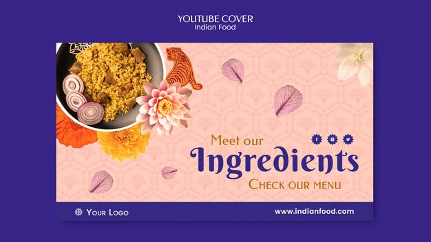 Indian food restaurant and business youtube cover template
