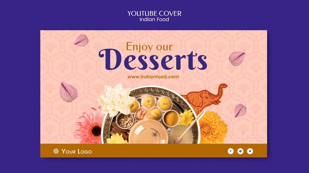 Indian food restaurant and business youtube cover template