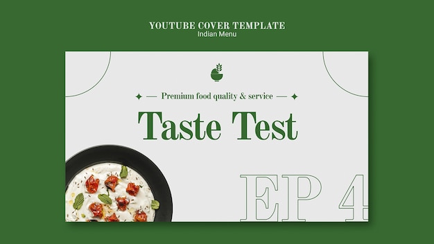 PSD gratuito modello di copertina di youtube per ristoranti e affari di cucina indiana