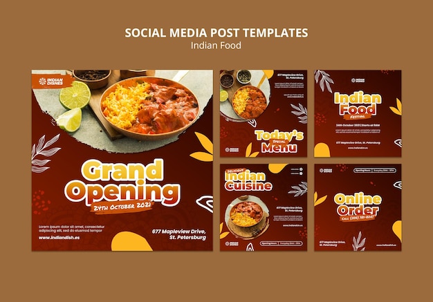 Indian food restaurant ig posts set