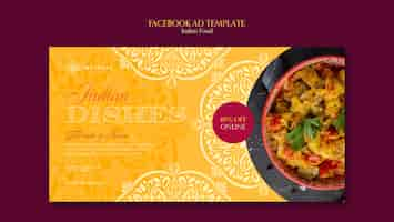 Free PSD indian food restaurant social media promo template with mandala design