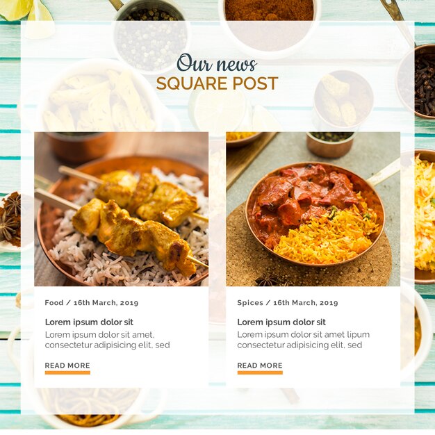 インド料理広場のポストテンプレート