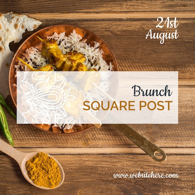 Free PSD indian food square post template