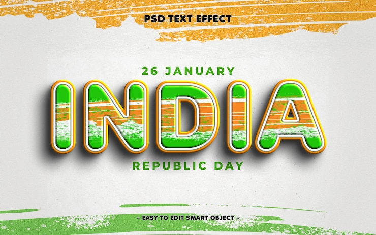 Free PSD indian republic day editable text effect