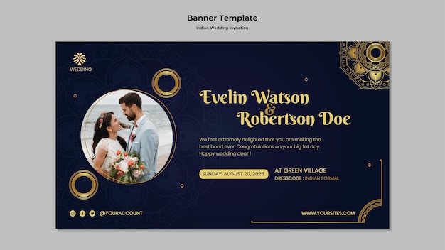 Indian wedding invitation banner template