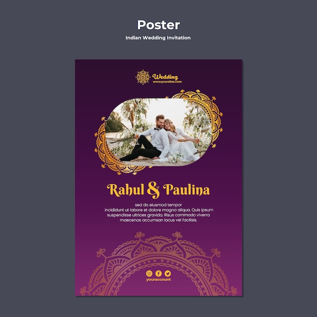 Free PSD indian wedding invitation poster template