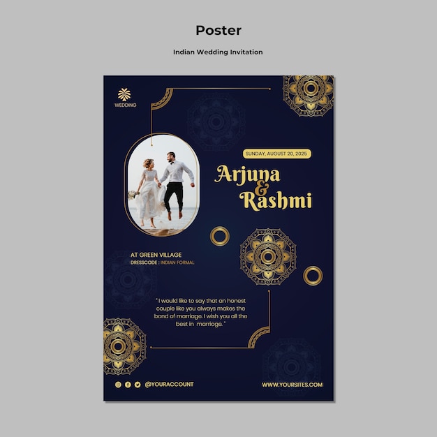 Indian wedding invitation poster template