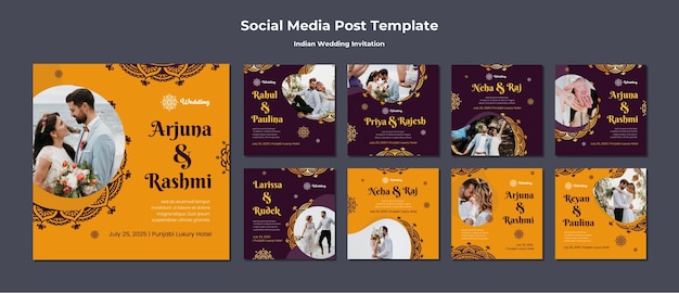 Free PSD indian wedding invitation social media posts