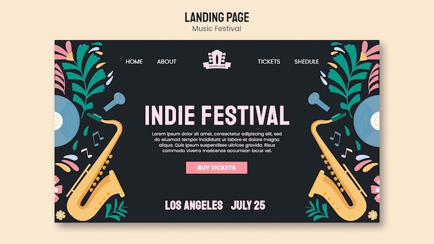 Free PSD indie music event landing page template