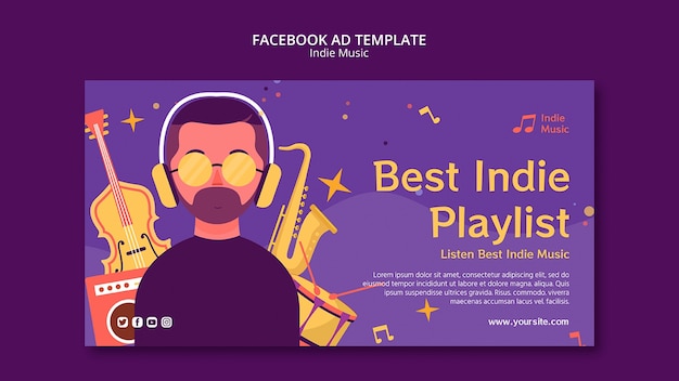 PSD gratuito modello facebook di musica indie