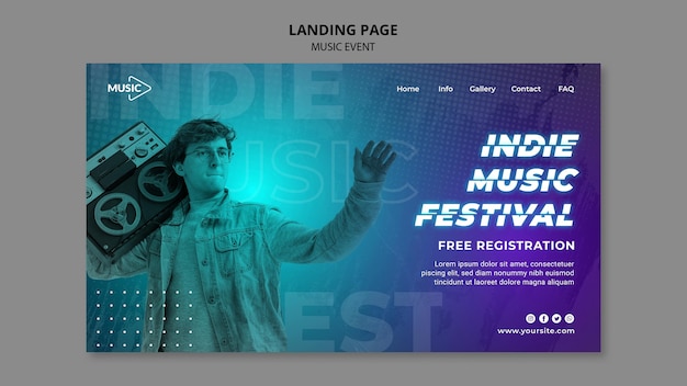 Indie music festival landing page template