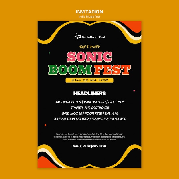 Indie Music Invitation Template Free PSD Download