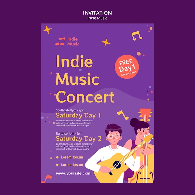 Free PSD indie music invitation template