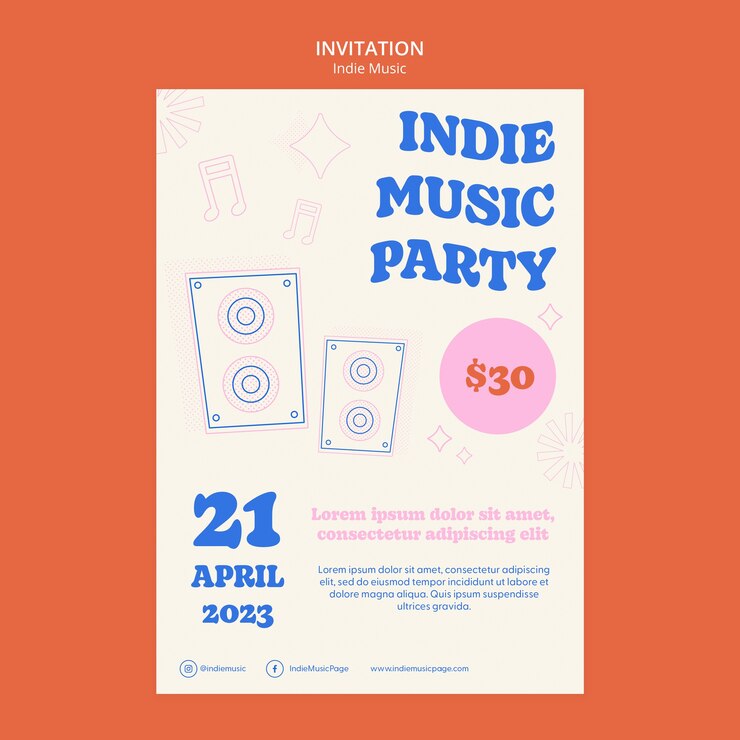 Free PSD indie music invitation template
