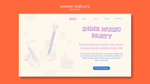 Free PSD indie music landing page template