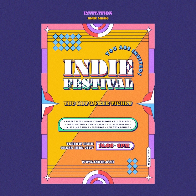 PSD gratuito design del modello di musica indie