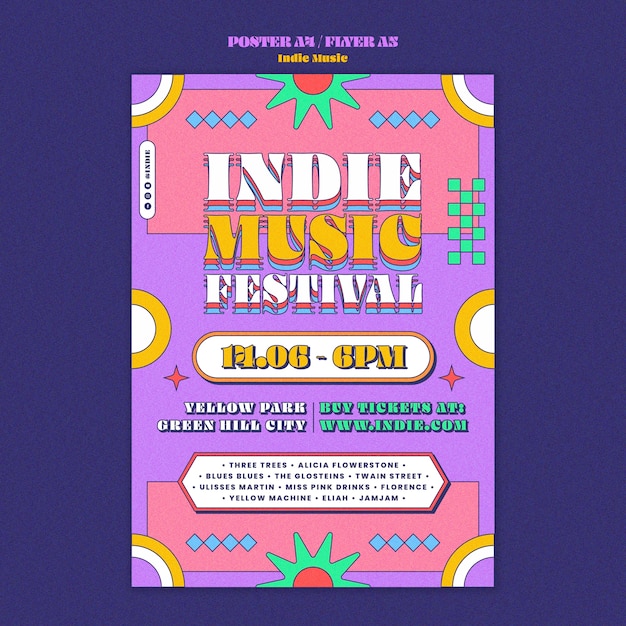 PSD gratuito design del modello di musica indie